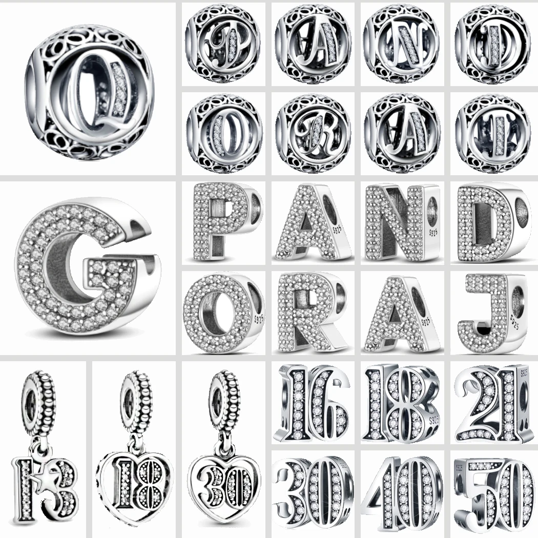 New 925 Sterling Silver 26 A to Z Letter 16th 18th Bead Fit Original Europe Charms Mybeboa Bracelet Women Jewelry accessories