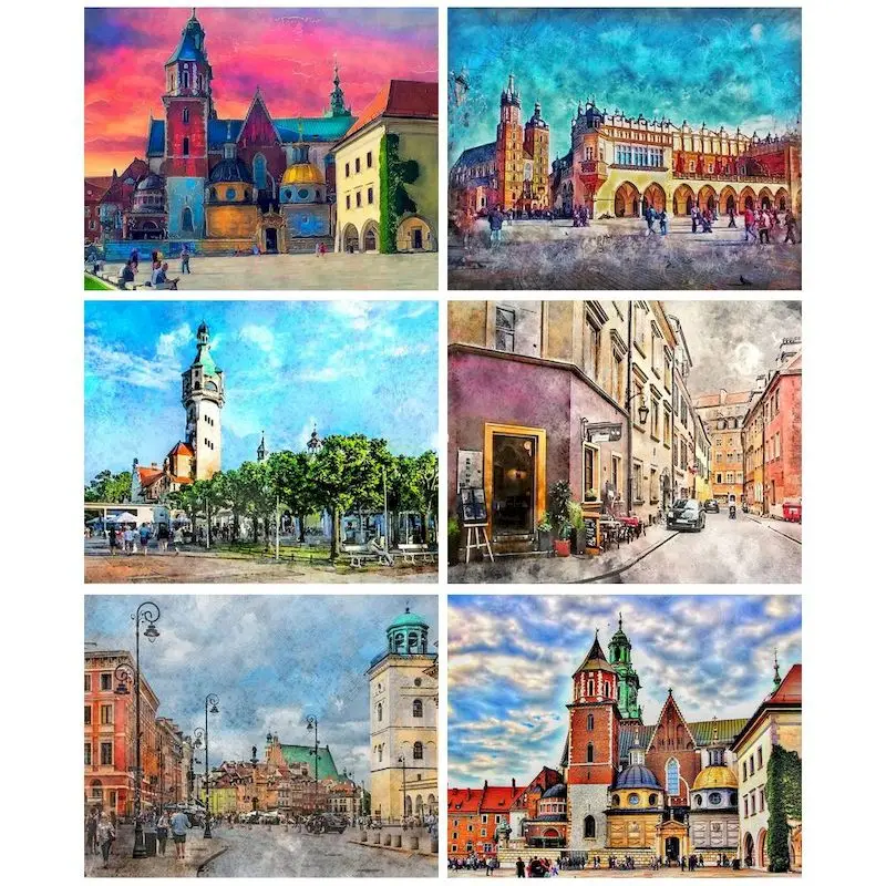 

GATYZTORY Acrylic Pictures By Number City Scenery Kits Home Decor Painting By Numbers On Canvas Handpainted Art Gift