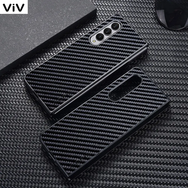 

Carbon Fibre texture Phone Case for Samsung Galaxy Z Fold 4 3 5G Fashion Design Soft Back Cover for samsung galaxy z fold4 Case