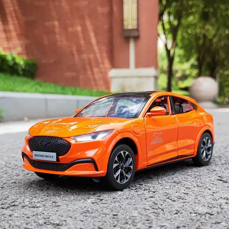 1:24 Ford Mustang Electric Horse Mach-E Alloy New Energy Car Model Diecast Metal Sports Car Model Sound and Light Kids Toys Gift 3