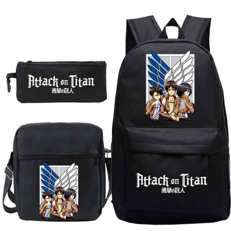 

Attack on Titan Anime School Bag for Girls Boys Children Back To School Backpack Shoulder Bag Pencil Case Set Students Schoolbag