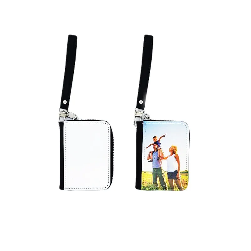 Sublimação pu Coin Purse com Strap Zipper Bolsas em Branco Sublimação Carteira Presentes da Família Kid 10 Pcs por Lote