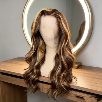 Parrucche Frontali in Pizzo con Onde Naturali, Capelli Umani Pre-Pizzicati, Chiusura in Pizzo Senza Colla, Parrucche Brasiliane di Capelli Umani per Donne Nere