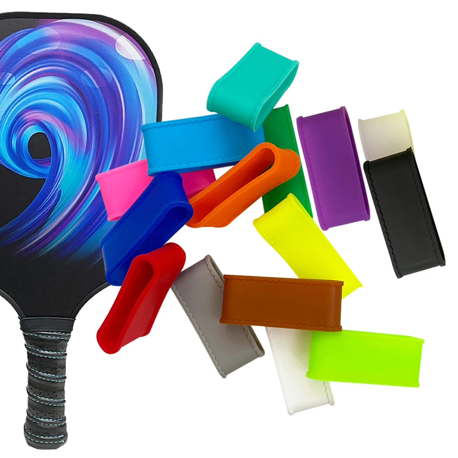 15PCSTennisrackethandlesiliconeringmulticolorfixedtennisgrip