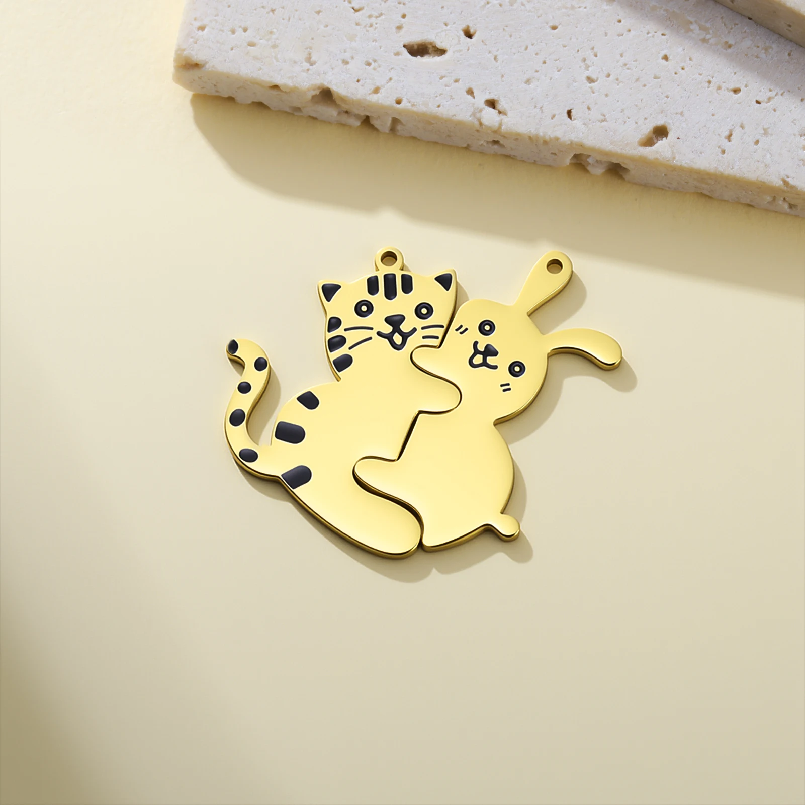 Beliebtes Katzen- und Hasen-Puzzle-Anhänger-Set Beste Freunde Passende Charms für DIY Freundschafts- und Paar-Tierschmuckherstellung – Detail 4