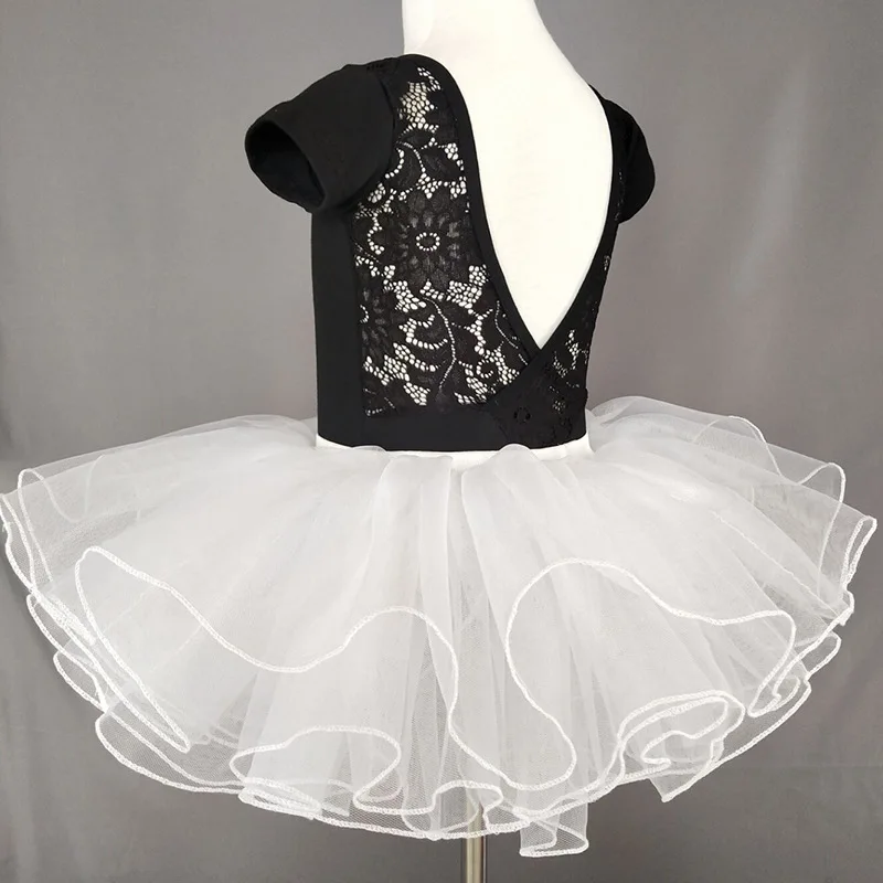 

Girls Ballet Tutu Dress Kids Gymnastics Leotard Short Sleeve Mesh Tulle Ballet Dancewear Lace Swan Lake Ballerina Dance Costumes