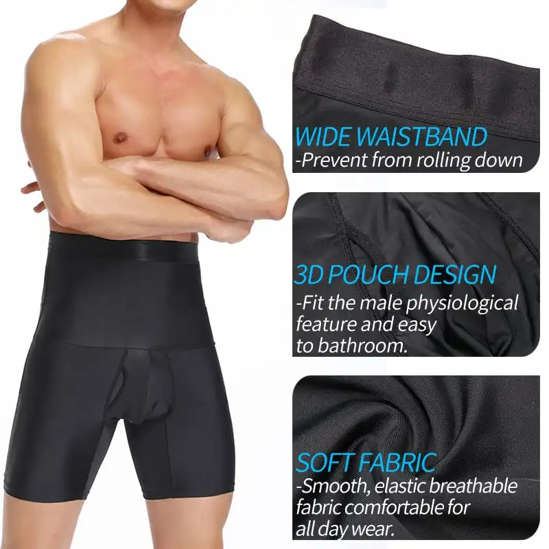 Men Compression High Waist Soft Boxer Shorts Tummy Slim Body