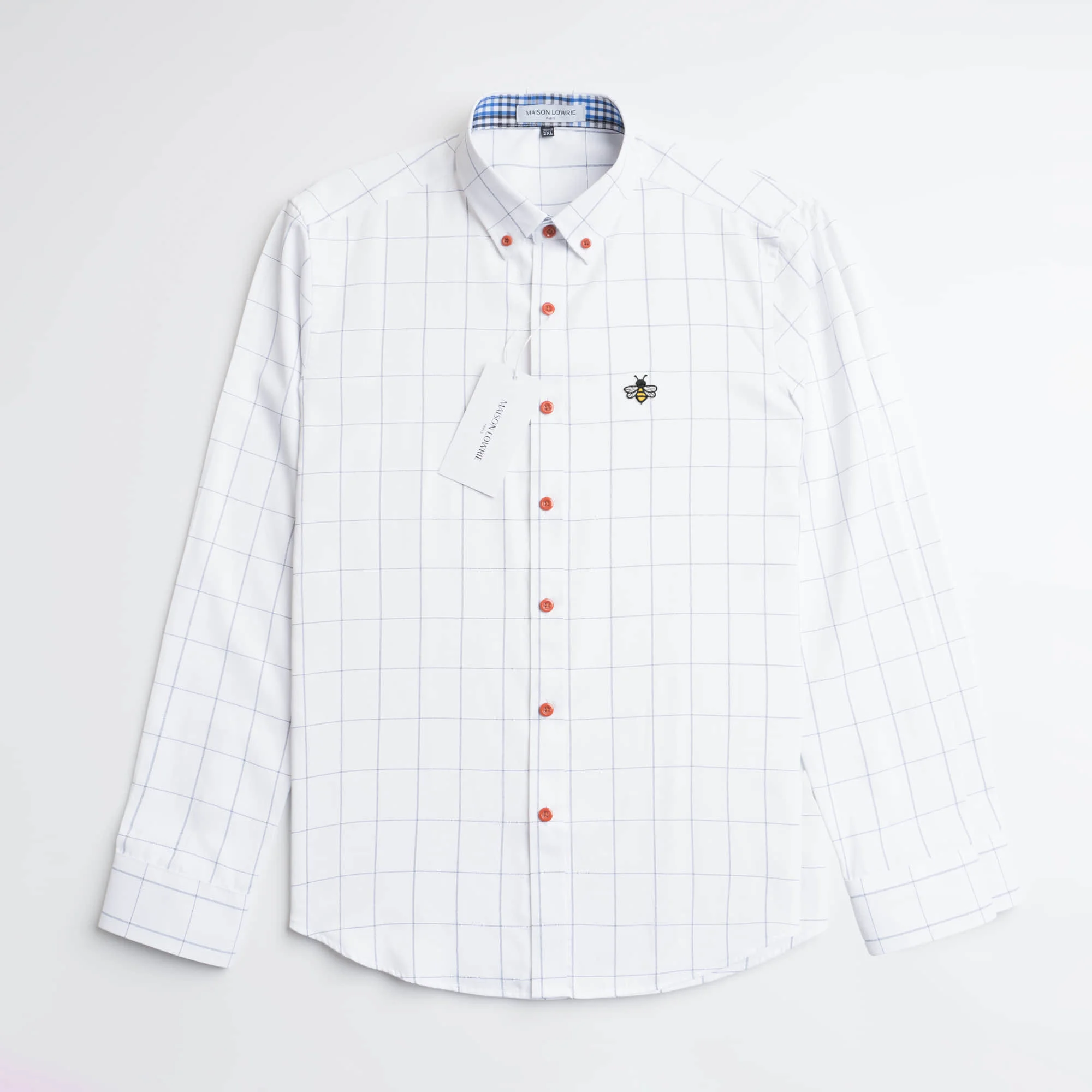 

Mens Luxury Brand Shirts Maison Lowrie Paris Bee Embroidery Detail Males Mascot Leisure Classic Fashion Plaid Long Sleeve Shirt