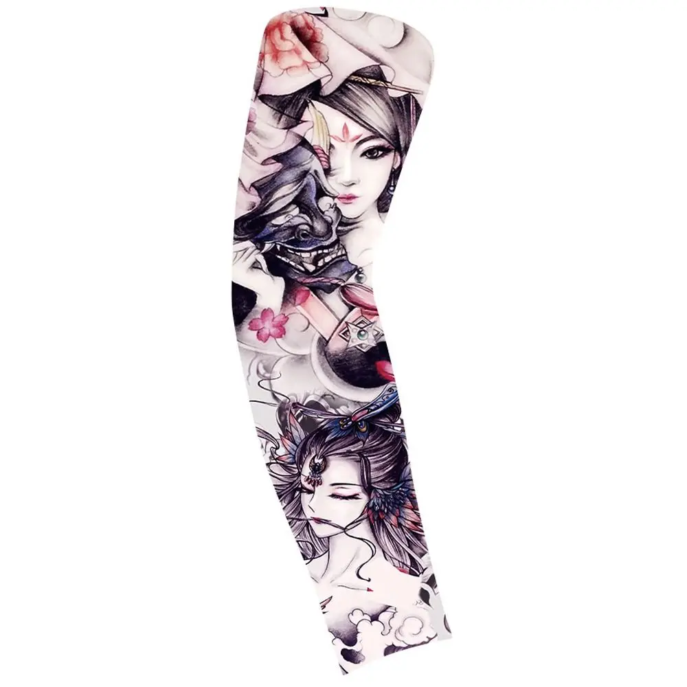 Arm Covers Flower Arm Tattoo Sleeve UV Protection Cycling Gloves Men Sunscreen Sleeve Warmers Sun Protection Cover