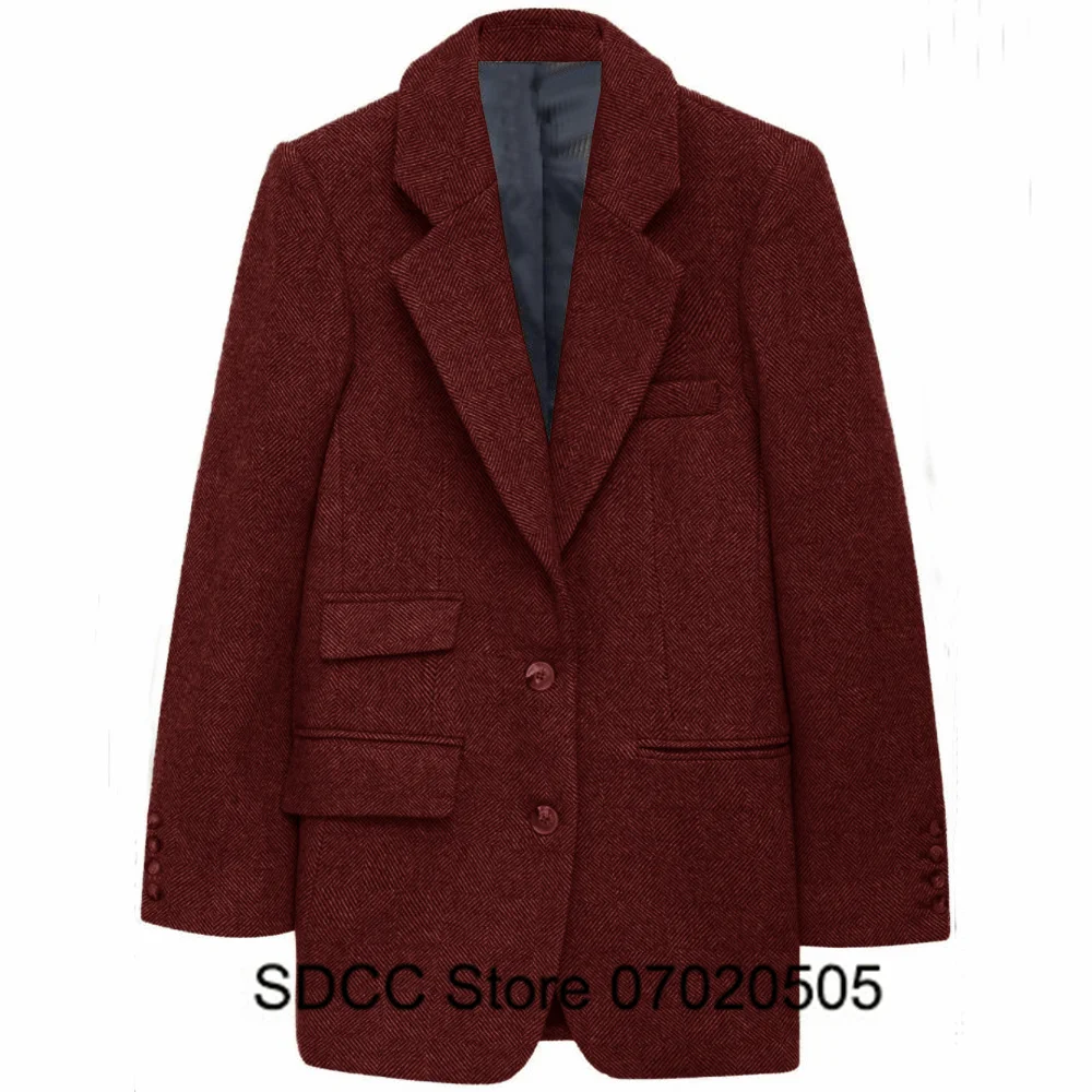 Women's Herringbone Coats Punk Style Single Breasted Jackets Commuter Office Shopping Custom Dresses Women's Clothing