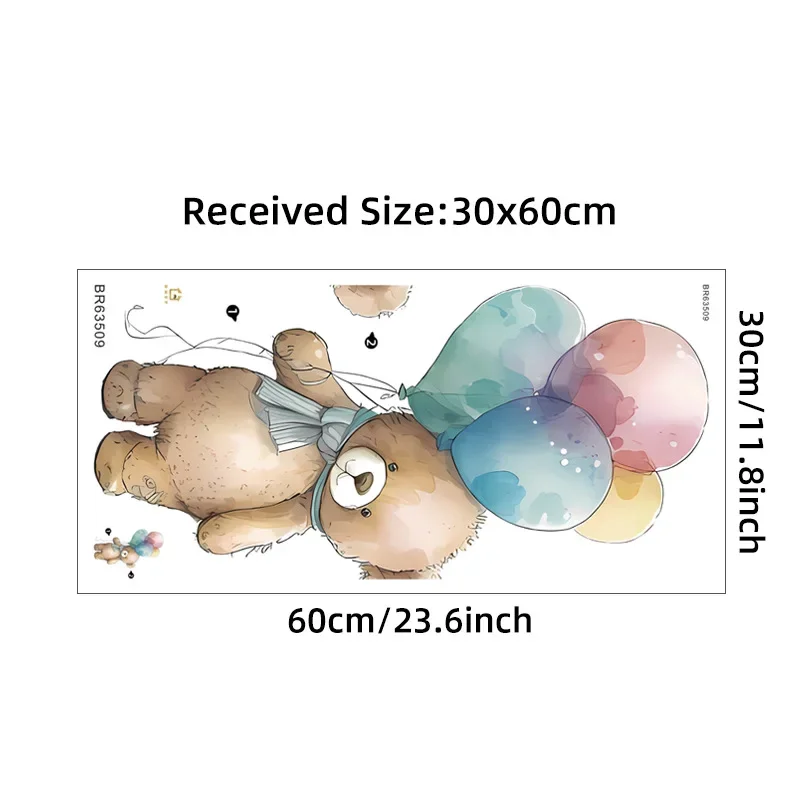 Wall stickers children room decoration Kawaii Bear and Balloon Wall Stickers Children's Room Kids Baby Boys Girls Room Decoration Animals Wall Decals Nursery Mural