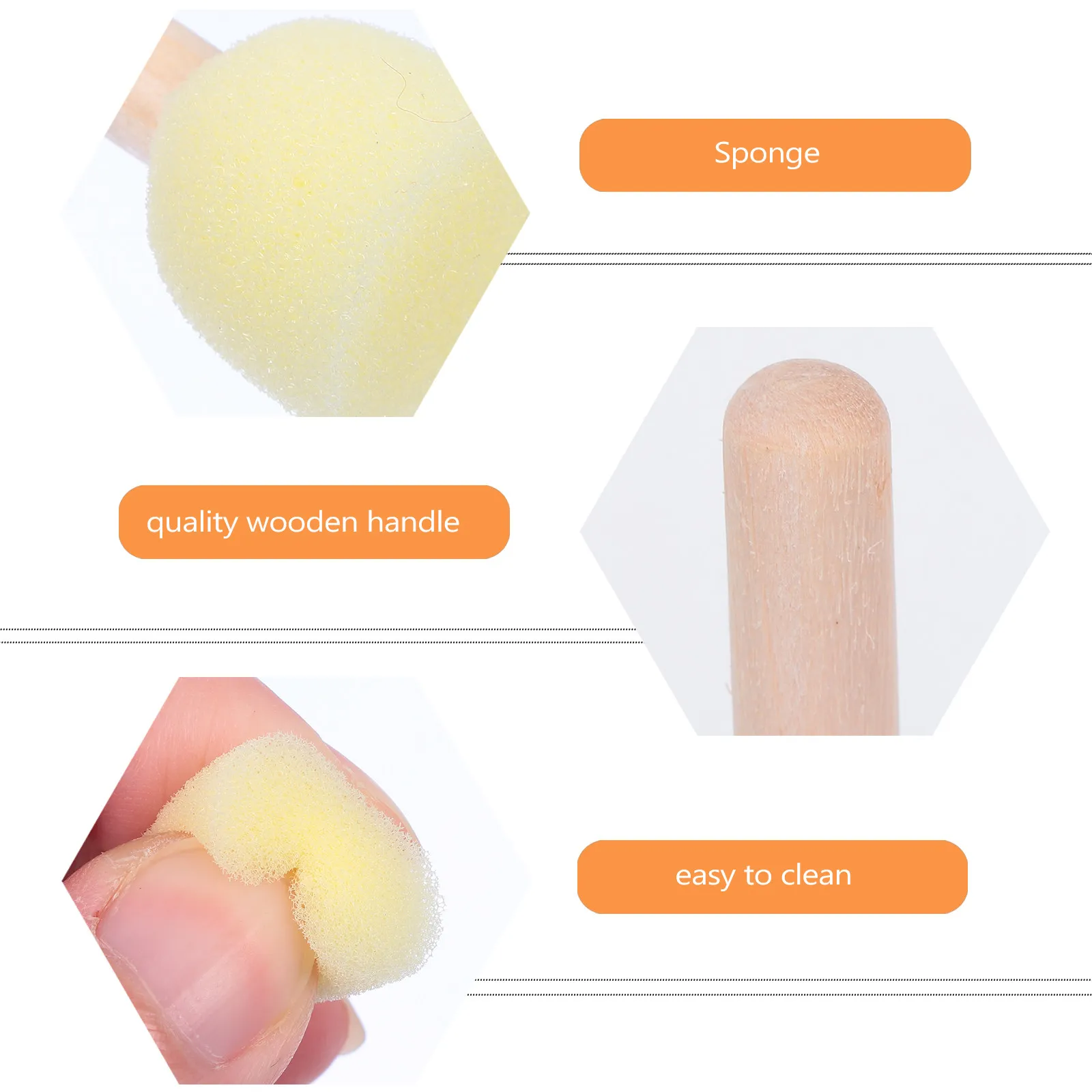 20Pcs 라운드 스폰지 브러쉬 세트 스폰지 씰 어린이를위한 페인팅 도구 예술가 청소년 나무 손잡이 간편한 청소 생생한 슈퍼