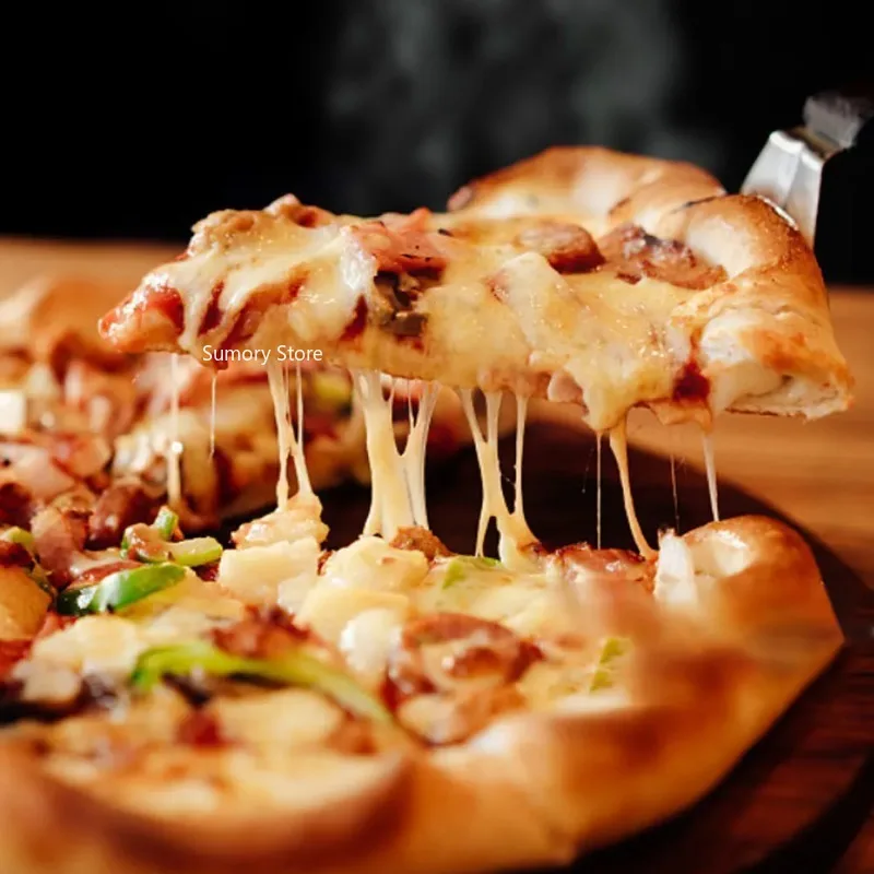 Circle Stainless Steel Pizza Peels Wood Handle Pizza Cake Move Shovel Turners Spatula Pizza Baking Tools Accessories