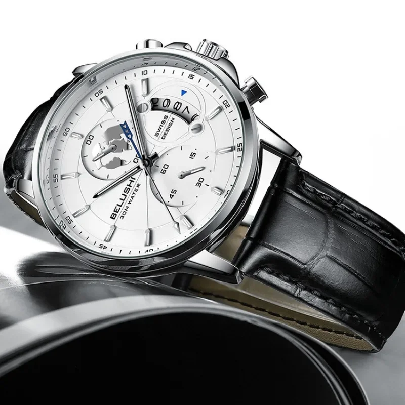 Business Men Watch Calendar Small Three Needle Timing Waterproof Luminous Men Quartz Watch Fashion Leather Strap or Steel Strap