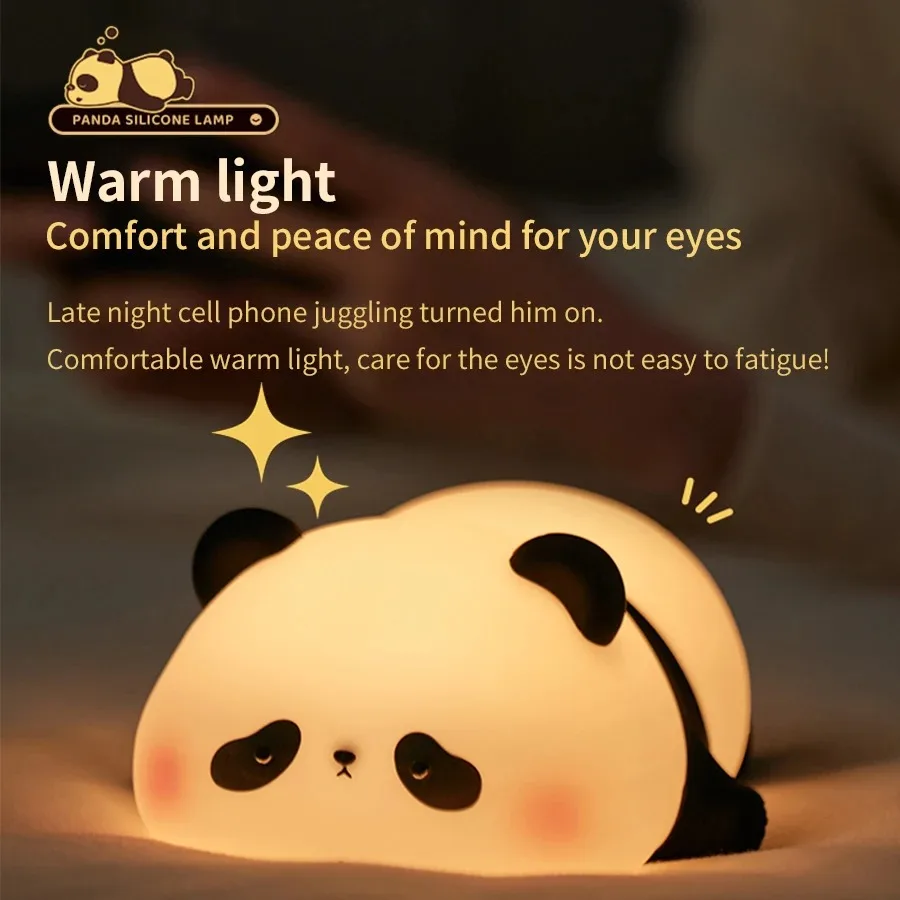 Touch Sensor Nachtlampjes Schattige Panda Siliconen Lamp Led Oplaadbare Dimmen Lamp Bed Decor Kids Night Light Verjaardagscadeau