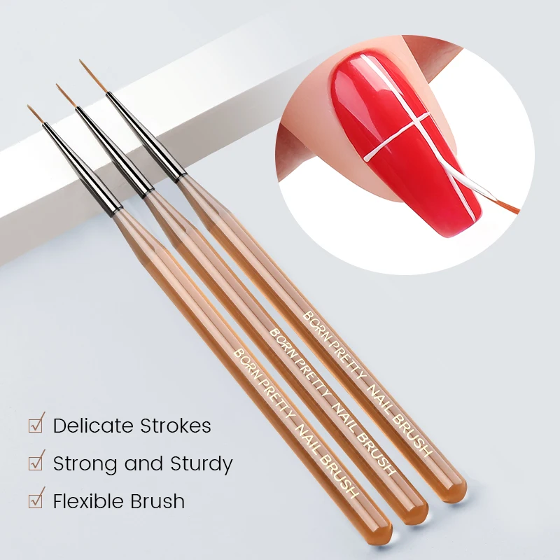 BORN PRETTY Nail Art Brush 9 Sizes Painting Drawing Carving Dotting Pen Nails Stripes Thin Lines Tools Nail Art Manicure Tool 6