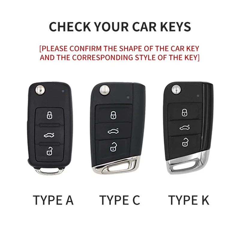 Car Flip Key Case Cover Fob for VW Volkswagen Golf 7 MK7 Tiguan MK2 For SEAT Ateca Leon FR 2 Ibiza Skoda Octavia Suede Keychain