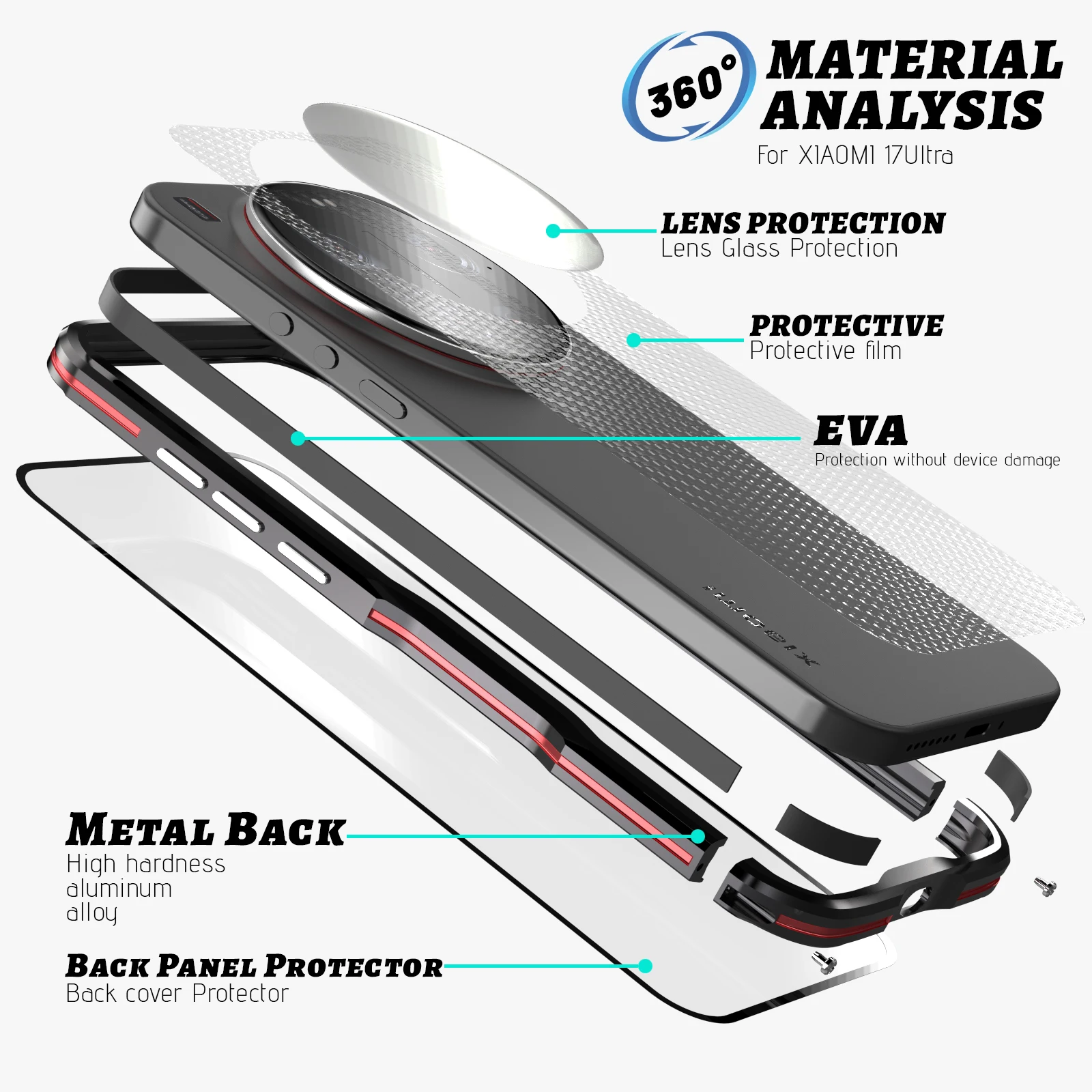 Luxury Lightweight Aluminum Shockproof Cover with Metal Bumper Frame