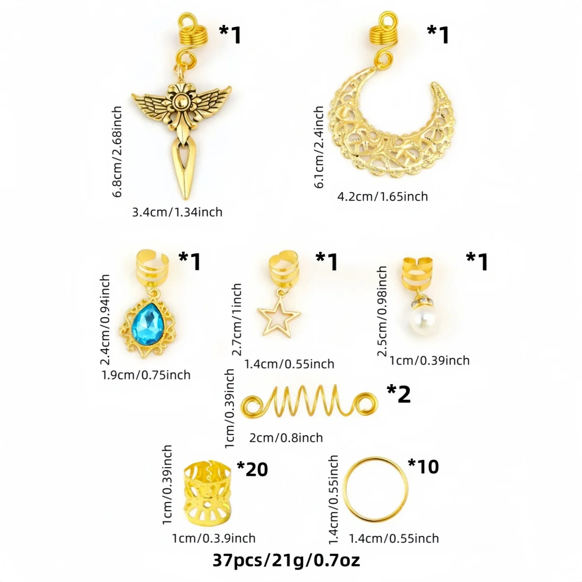 Elegant Gold Star and Moon Pearl Hair Accessory Set - 37 Pieces