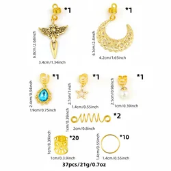 Elegant Gold Star and Moon Pearl Hair Accessory Set - 37 Pieces - Size fits all (Gold)