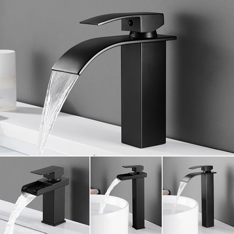 Bathroom Basin Faucet Waterfall Basin Sink Faucet Brass Bath Faucet Hot&Cold Water Mixer Vanity Tap Deck Mounted Washbasin basin faucet bathroom faucet