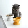 ceramic Raised Cat Bowls, Tilted Elevated Food or Water Bowls , Stress Free, Backflow Prevention, Dishwasher and Microwave Safe 4