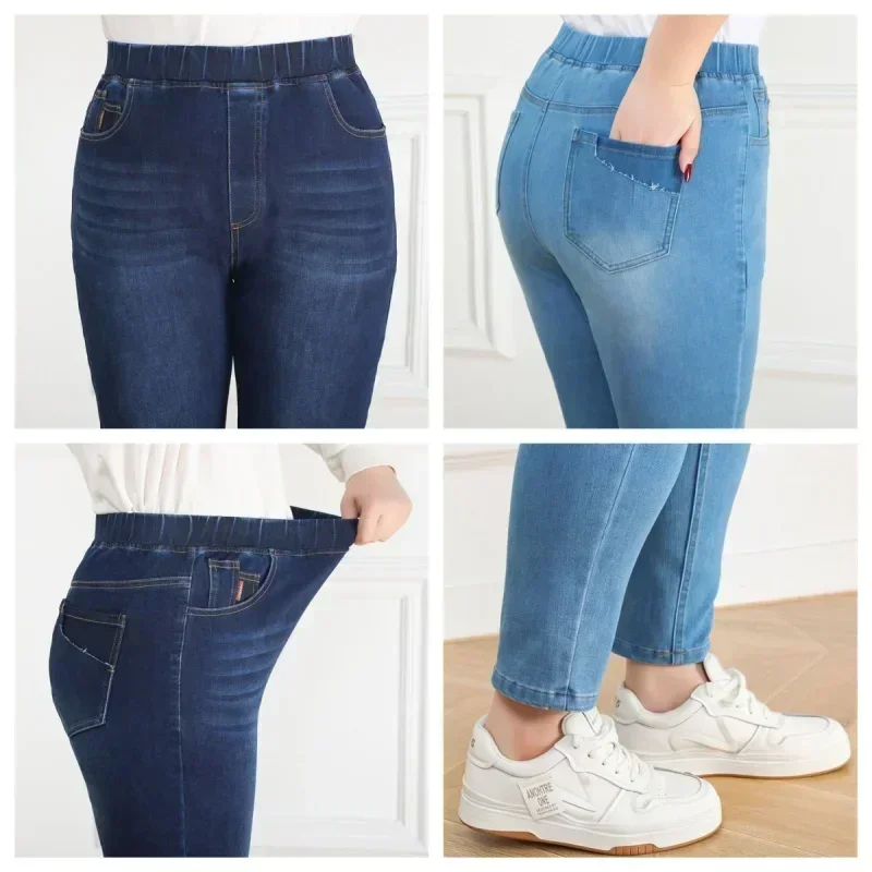 Plus Size 7XL 9XL Jeans Women Large Slim Fit 150KG High Waist Trousers Elastic Female Pencil Pants Stretched Girl Denim Clothes 5