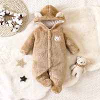 hibobi Winter Children's Cotton Jumpsuit Bear Shape Hooded Long-Sleeved Plush Romper Suitable For Children Under One Year Old 4