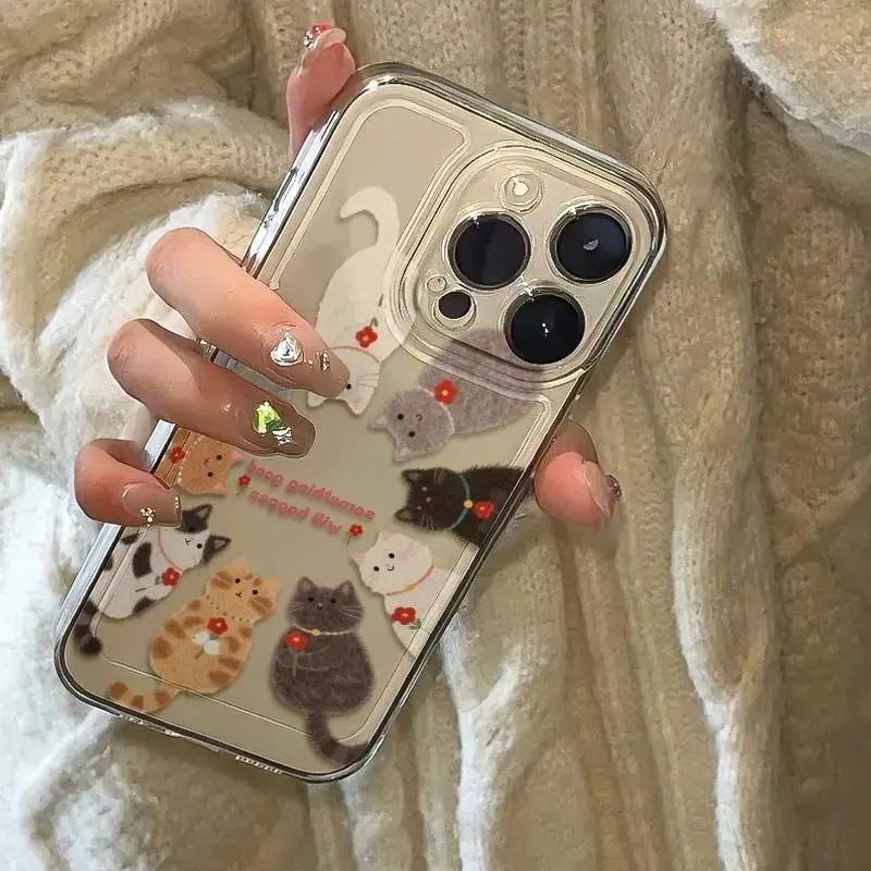 Cartoon Rose Kitten Transparent Silicone Phone Case
