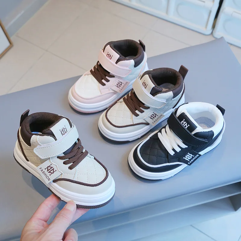 Children Sports Shoes Winter Plus Velvet Boys Sneakers Girls High-top White Shoes Leisure Trainers Breathable Kids Running