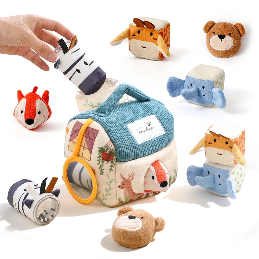 0-6 Monate Baby-Spielzeug: Weiche Bauernhoftiere, Musik-Touch-Sensorik-Spielzeugbox, Magisches Haus zur Entwicklung der Fingerpräzision bei Babys – Detail 2