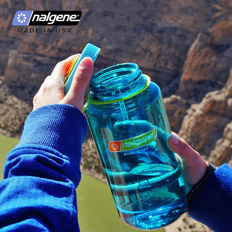 Nalgene-Outdoor Wide Mouth Sports Water Bottle, Portable Plastic Water Drinking Bottle, Travel, Hiking, Running, Fitness, 1000ml