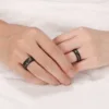 8mm 6mm Tungsten Ring Simple Rhombic Rhombus Inlaid with Rose Gold Color Line Lovers 6mm 8mm Black Tungsten Steel Ring Size 6-13 6