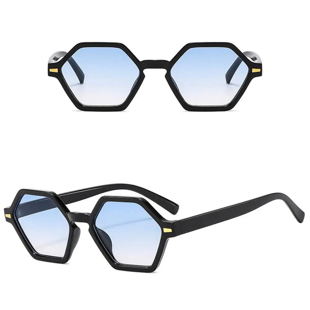 Retro-Sonnenbrille mit sechseckigem kleinem Rahmen, Hip-Hop-Stil, UV400-Sonnenbrille, Leopardenblaue Brille für Damen und Herren – Detail 10