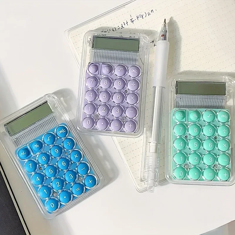 1Pcs 학생 계산기 LCD 디스플레이 대형 ScreenSiicone 버튼 8 자리 Handhed Study전자 계산기 Schoo 용품