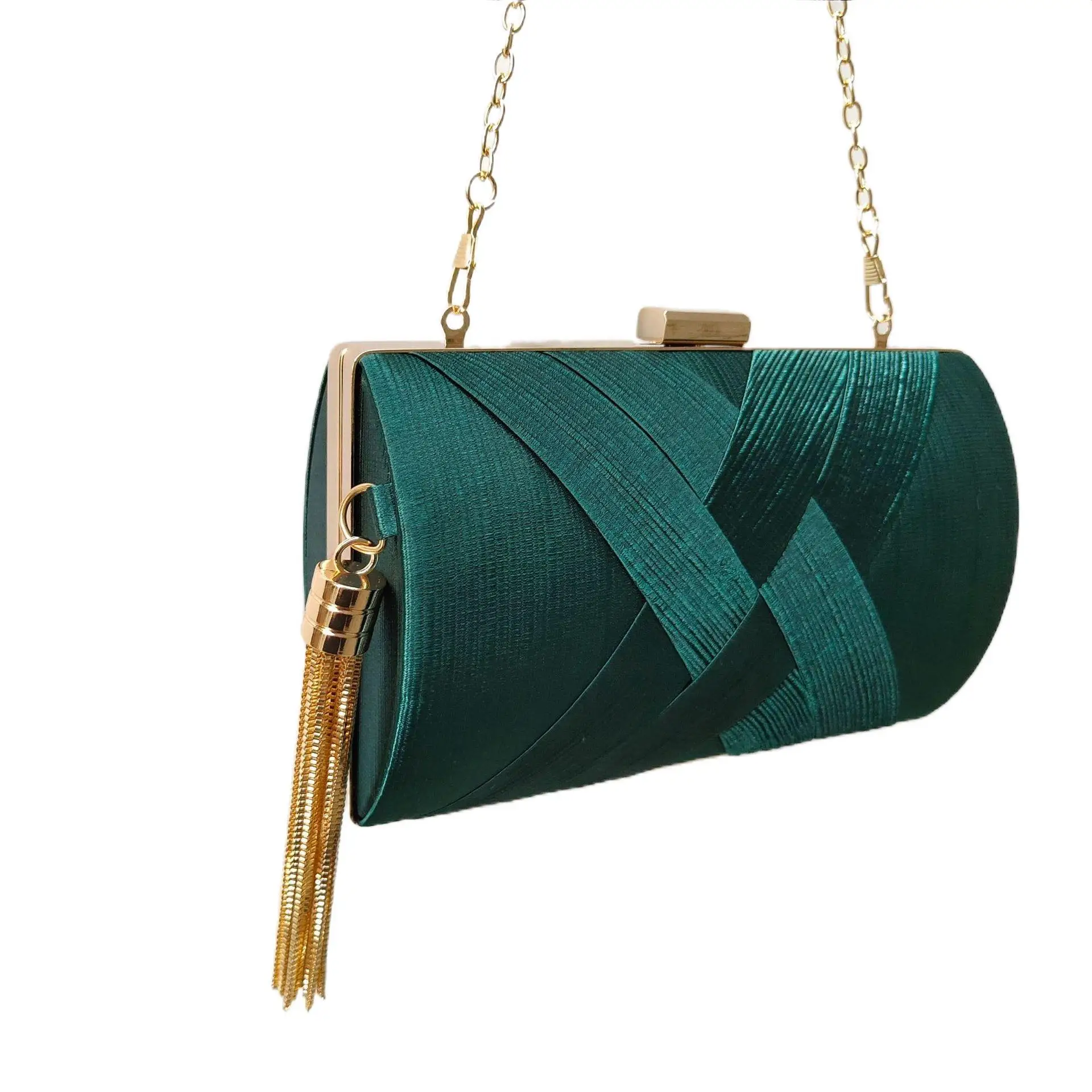 

Vintage Green Clutches Metal Tassel Evening Bags For Women Retro Classic Fashion Handbags Wedding Party Banquet Clutch femininas