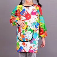 Children's Waterproof Drawing Clothes Kindergarten Long Sleeved Cover Dining Bib Waterproof Reverse Dressing Boys' Girls' Aprons 1