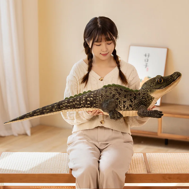 Simulated Crocodile Plush Toys Stuffed Soft Lifelike Animal Dolls Creative Birthday Gift For Children Boy Home Decoration
