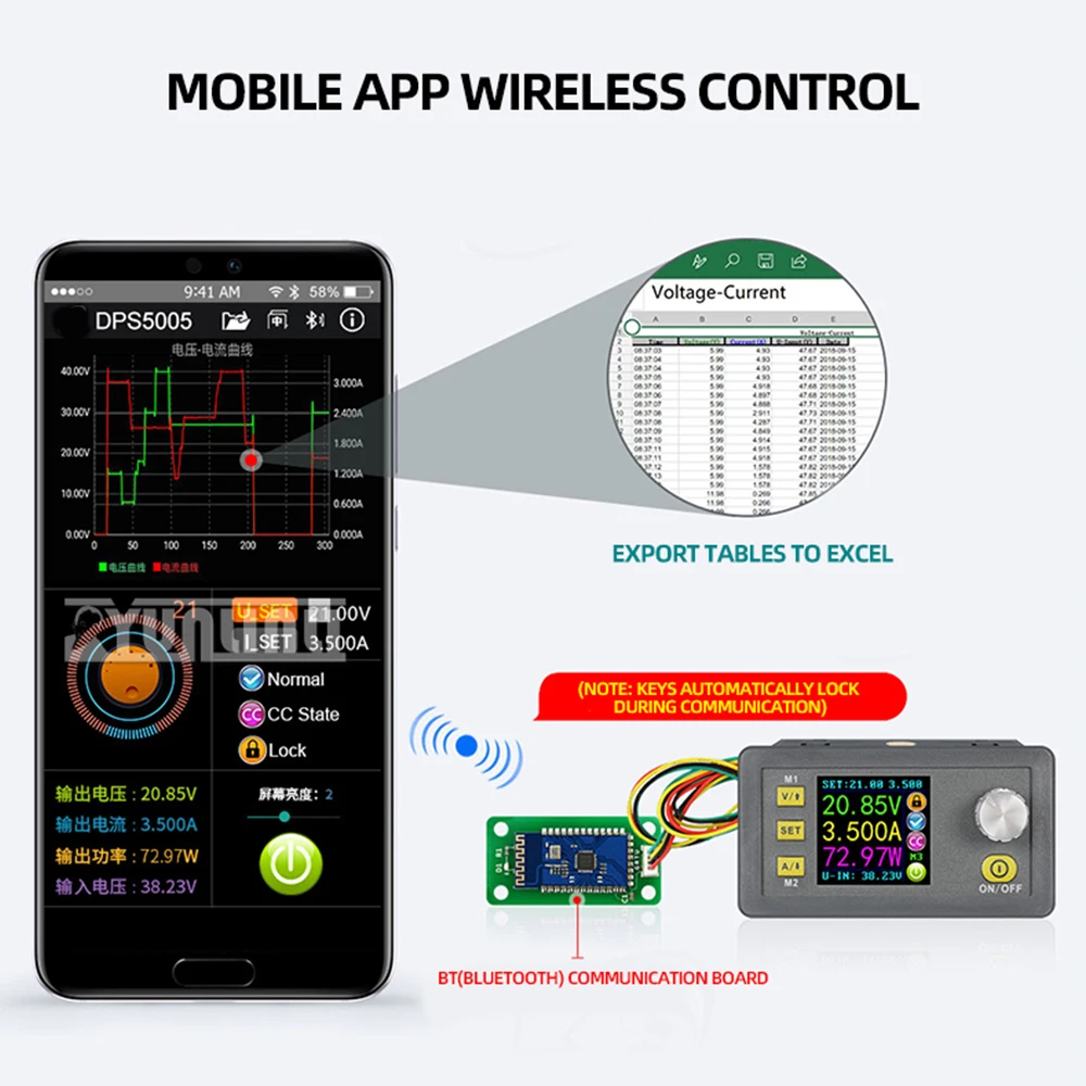 DPS5005 디지털 조정 가능한 스텝다운 벅 컨버터 전원 공급 장치 모듈 MODBUS 프로토콜 통신 + Bluetooth 2025 NEW