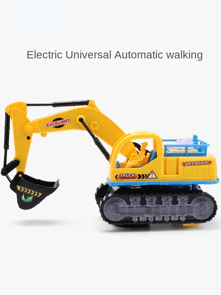 Children's Electric Excavator Toy Boy Flash Music Toy Car Electric Universal Engineering Car Excavator Model funny led light bulldozer electric engineering car plastic model with music universal walking toys for kids boys birthday gifts