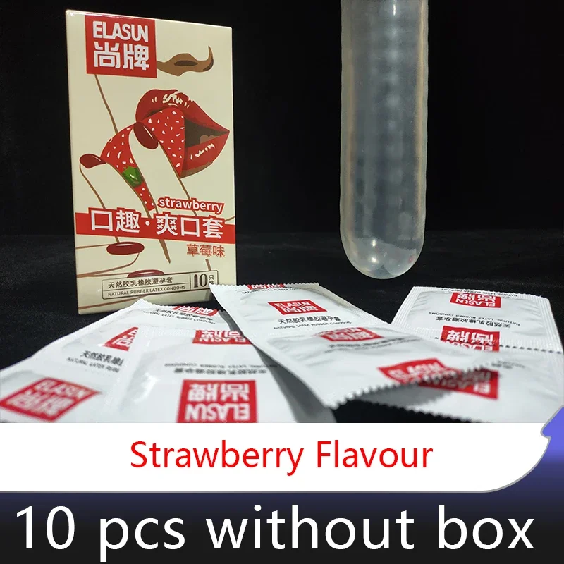 Sterile Oral Sex Condoms For Men Women No Oil Strawberry Flavour Blowjob Ultra Thin Condom Penis Sleeve Sex Toys For Couples