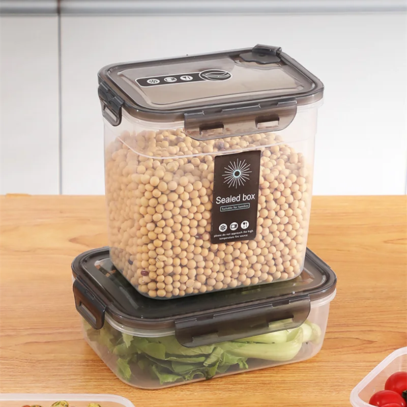 Plastic Food Containers with Lids Grains Storage Cans Keep Dry Rice Bucket Sealed Organizer Tanks Kitchen Cereal Dispenser Box 5