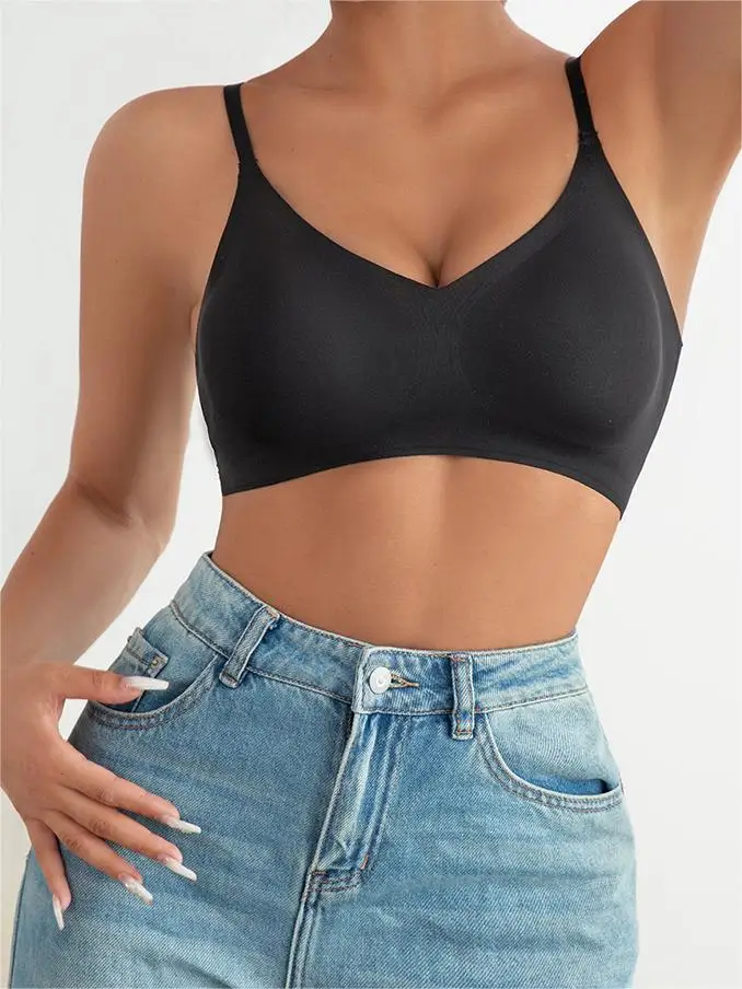 Women's Wireless Backless Bra Sexy Push Up Bralette Ladies Comfortable Gather Underwear Solid Thin Invisible Brassiere Vest