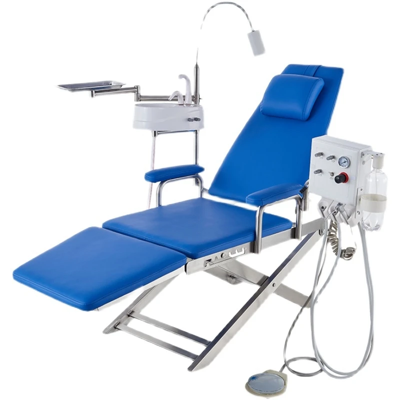 Silla plegable dental ligera con bomba de aire opcional, turbina portátil ajustable, silla dental simple de alcance