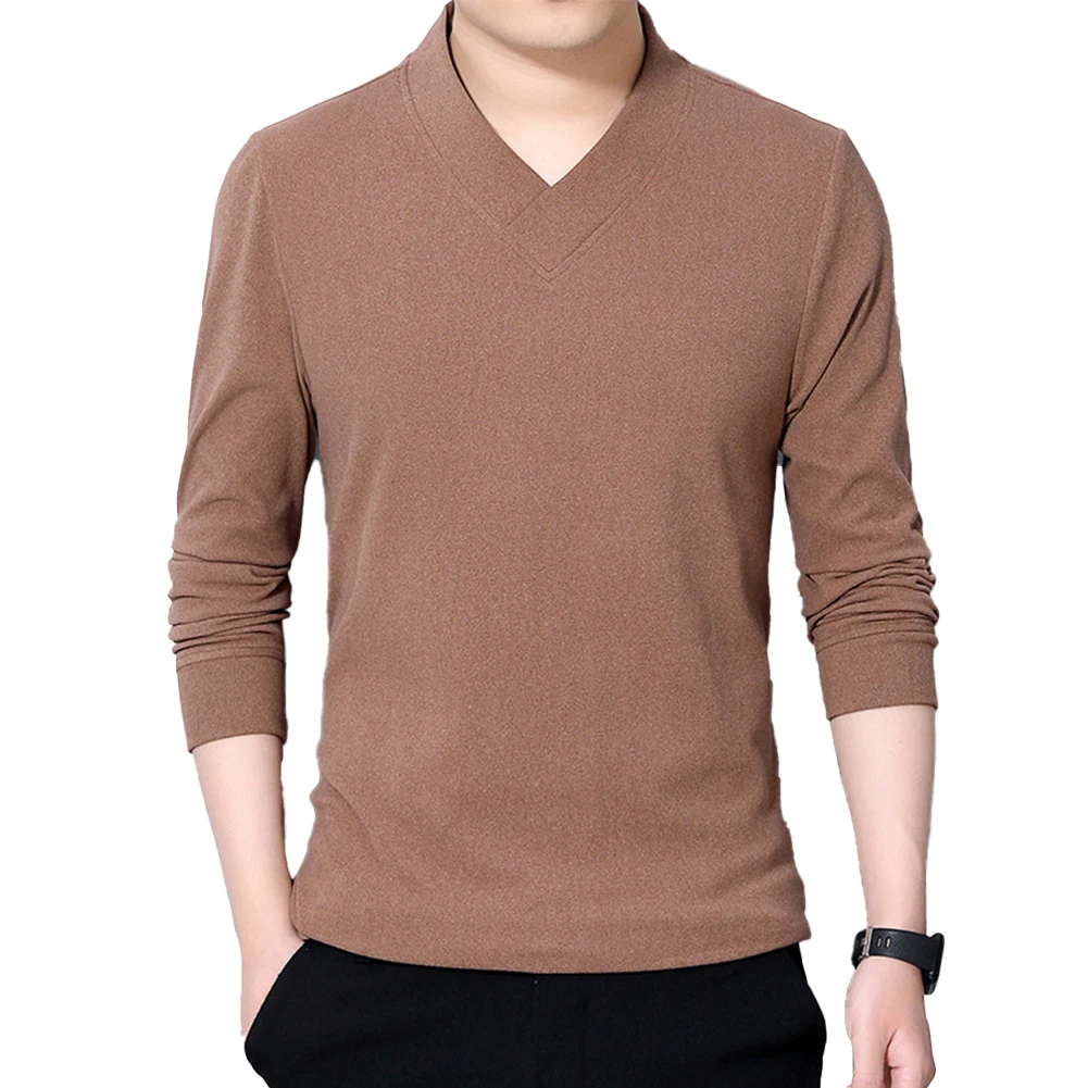 

Top Sweaters Dating Holiday Full Sleeve Gym Long Sleeve Loose Male Men Pullovers Slim Soft Solid T Shirt V Neck