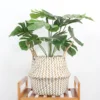 Boho Decor Striped Wicker Storage Baskets Handmade Collapsible Laundry Basket Patchwork Seaweed Flower Belly Garden Flower Pot 5
