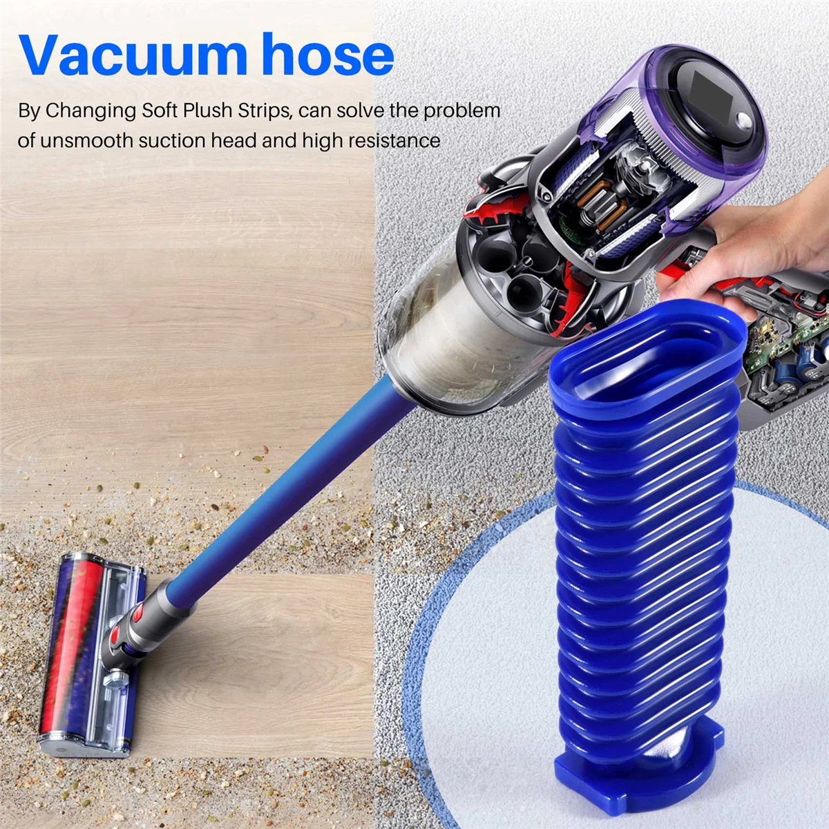 Durable 2Pcs Soft Plush Strips Hose for Dyson V7 V8 V10 V11 Vacuum Cleaner