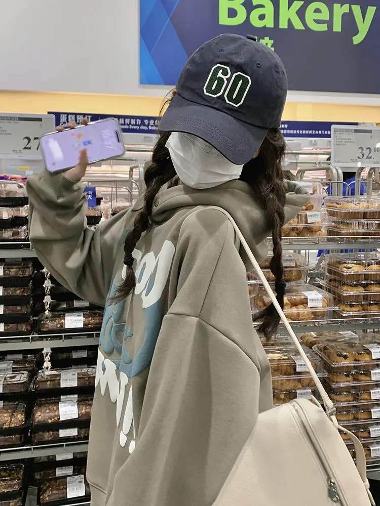 Women's Casual Hoodie Loose Color Blocking Fashion Printing Women's Sweatshirt Kpop Clothes Y2k Clothes Oversized Hoodie