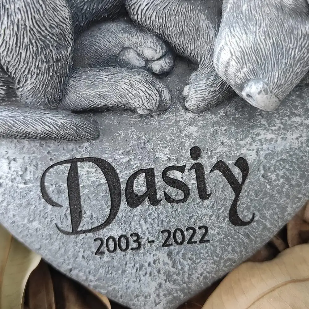 Dog statue memorial stones grave markers sleeping puppy heart-shaped stone gift for loss of dog