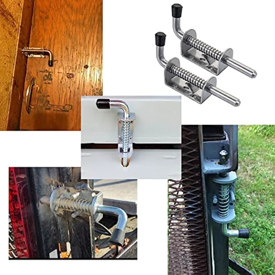 4 Pack 5 Inch Spring Loaded Latch Pin 304 Stainless Steel Barrel Bolt Thickened 2mm Door Lock...